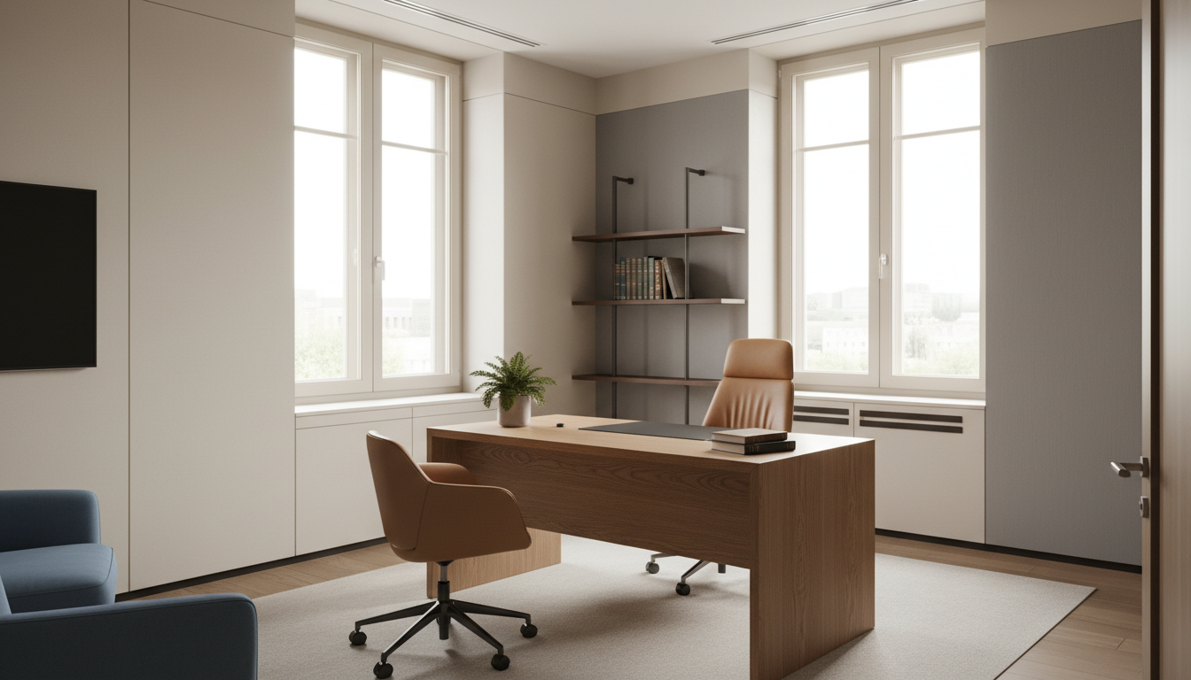 Elegant law office interior showing a professional meeting room